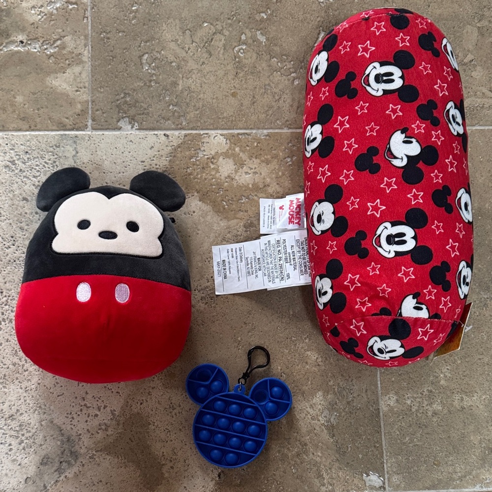 Disney Mickey Mouse Plush and Pop Toy Set - Red, Black, and Blue